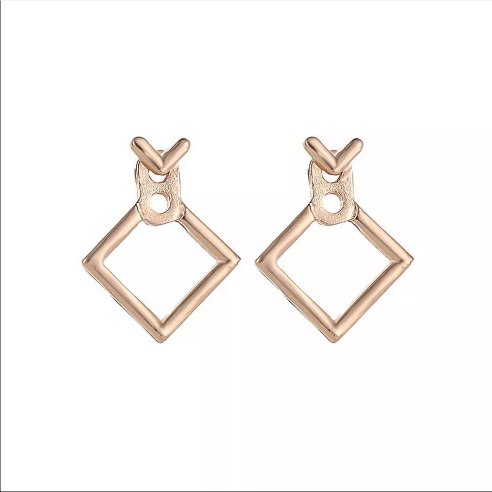 New Hot Minimalist Geometric Hollow Earrings Gold - Picture 2 of 2